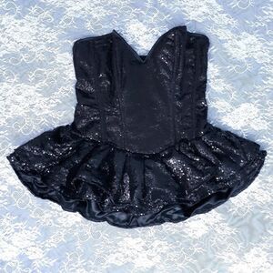 31"-34" XL Steel Bone black ruffled corset mini dress Top Drawer Daisy Corsets